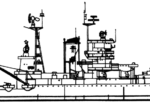 Боевой корабль USS BB-41 Mississippi 1949 [Battleship] - чертежи, габариты, рисунки